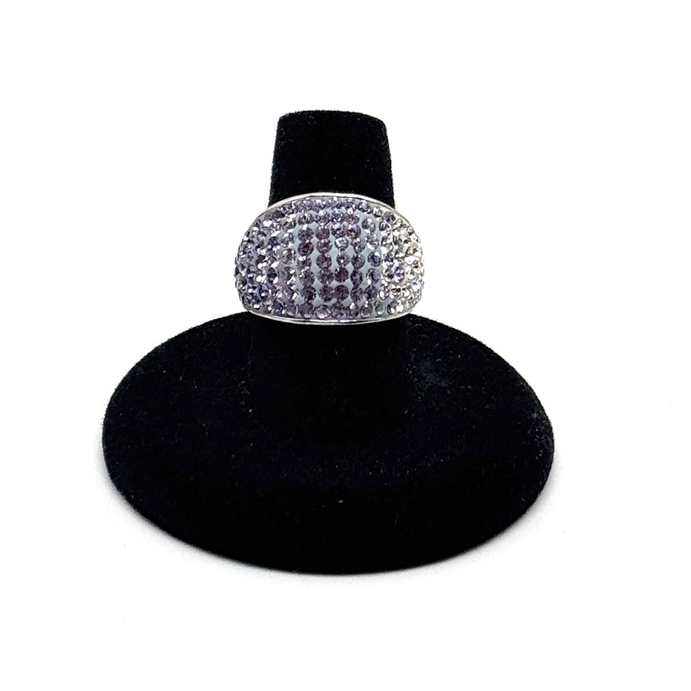 Sterling Silver Swarovski Kaleidoscope Ring Purple Ombre Rhinestone Size 7